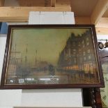 A framed and glazed Atkinson Grimshaw print of Royal Liverpool Quay by night. 70 x 47 cm.