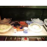 2 New Hall lidded dishes, 2 tureens and blue and white china etc.