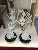 A quantity of items including Portmeirion, Royal Crown Derby & Royal Worcester coffee pot, teapot,