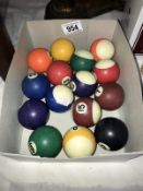 A full set of full size pool balls