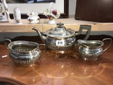 A 3 piece silver plated tea set