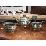 A 3 piece silver plated tea set