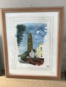 An unsigned watercolour of St Butolph's Church, Boston,