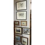 A quantity of framed & glazed aviation related prints in Mosquito No: 7 Squadron