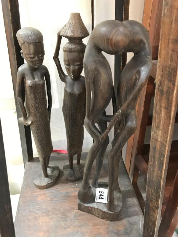 3 carved wooden African figures