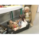 A collection of dolls & Teddy bears including Deans Bar A/F, Chad Valley & doll's pushchair etc.