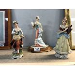 3 classical style porcelain figurines