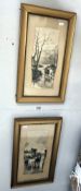 A pair of 1930's charcoal picture of horses in gilt frames