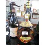 A bottle of Haig's Dimple Whisky, 2001 Camel Valley Cornish / English red wine,