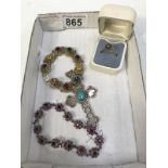 A silver cross, 9ct gold ring & costume jewellery etc.