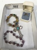 A silver cross, 9ct gold ring & costume jewellery etc.