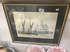 An original watercolour 'Outward Bound' from Ipswich by Alfred Rensome