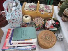 A collection of sewing boxes,