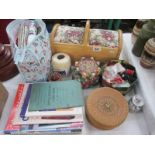 A collection of sewing boxes,