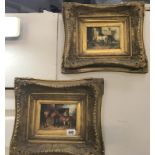 A pair of replica gilt framed prints of horses