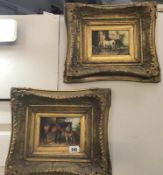 A pair of replica gilt framed prints of horses