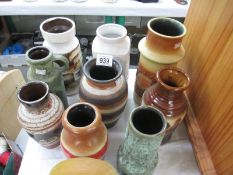 9 West Germany pottery vases