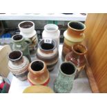 9 West Germany pottery vases