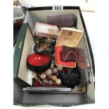 A box of miscellaneous including cigarette cases & costume jewellery etc.