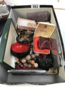 A box of miscellaneous including cigarette cases & costume jewellery etc.