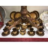 2 stoneware glazed pottery dinner set & a coffee set