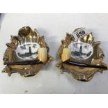 A pair of 1920's bisque pipe ashtrays of Boston Church