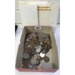 A box of coins & crowns etc.