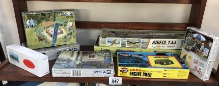 3 Poca railway accessory model kits, an Airfix Victors VC10 kit,