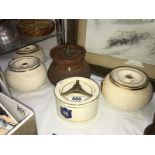 5 University related early 20th century tobacco & marmalade jars