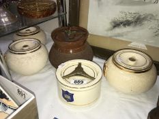 5 University related early 20th century tobacco & marmalade jars