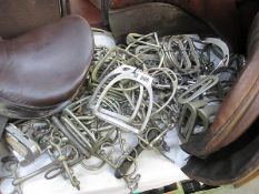 A large quantity of horse bits, stirrups etc.