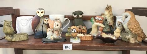 A quantity of owl figures & mugs etc.