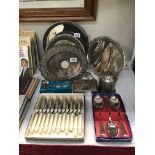A mixed quantity of silver plate & boxed cutlery etc.