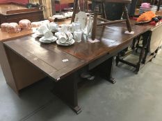 A drop leaf dining table