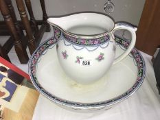 A Victorian pottery bathroom jug & bowl