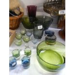 A quantity of vintage coloured art glass