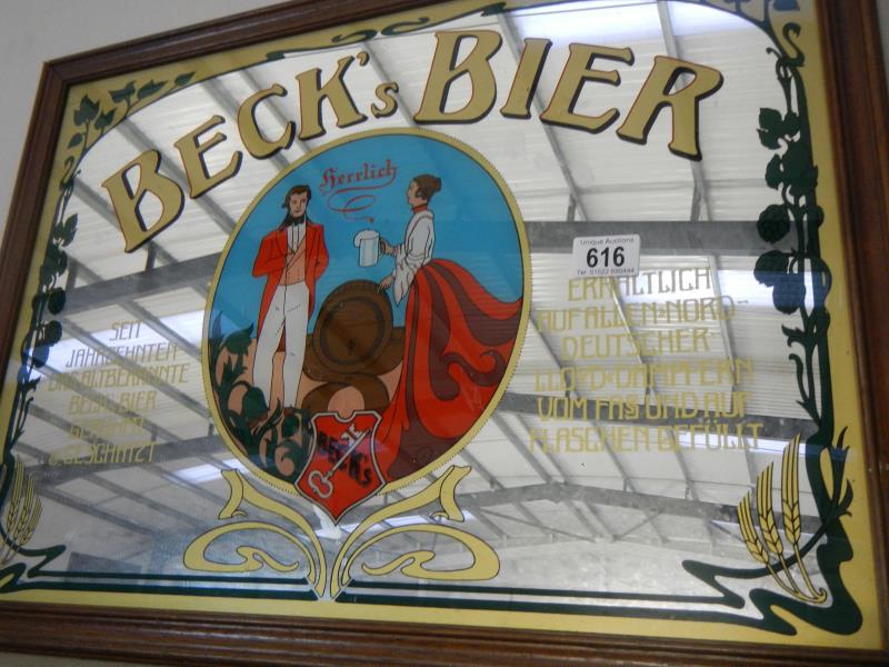 A Becks Bier advertising mirror