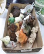 A quantity of old animal figures etc including Victorian Table Salt