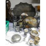A quantity of pewter and silver plated ware