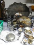 A quantity of pewter and silver plated ware