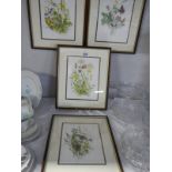 4 framed and glazed floral prints
