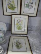 4 framed and glazed floral prints