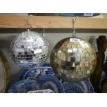 A 1960's gold lacquered disco ball and 1 other