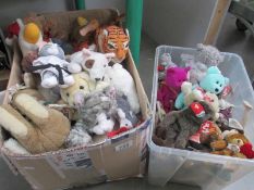 Two boxes of teddy bears and Ty Beanies etc