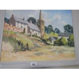 A framed oil on board painting of 'Worsborough village'