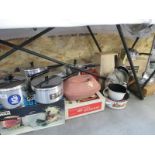 A good lot of vintage boxed saucepans etc.