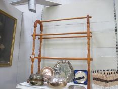 A wooden clothes rail