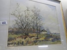 A countryside watercolour signed by John. D.