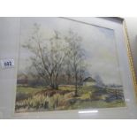 A countryside watercolour signed by John. D.