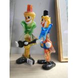 2 Murano glass clowns